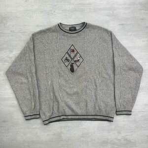 Vintage 90s Haggar Tour Golf Sweater Size Large Gray Sports Grandpa Pull Over
